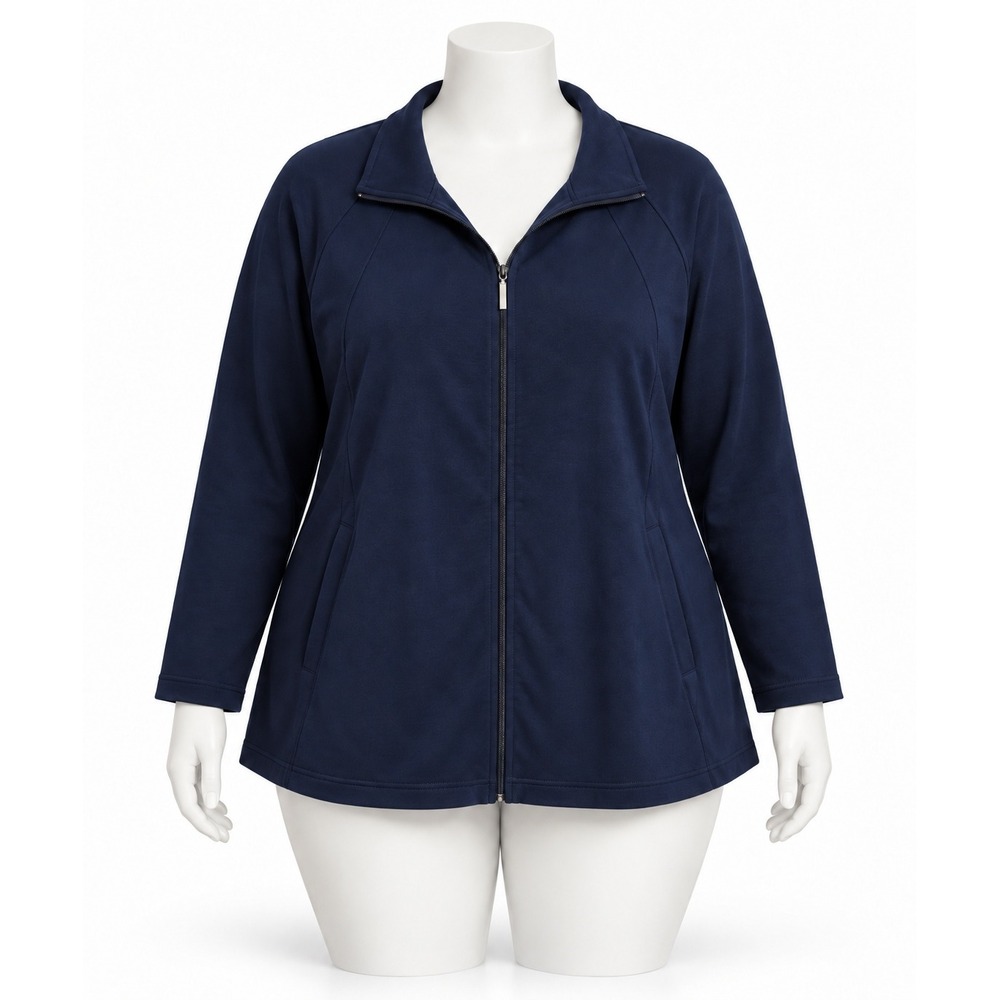 T by Talbots Women 3X Navy Blue Full Zip Mock Neck Active Jacket NWT Plus Size